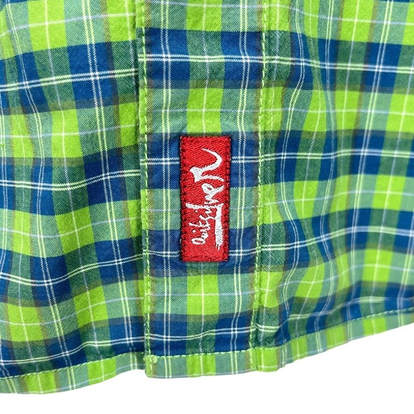 Quicksilver Men's XXL Green & Blue Plaid Button-Up Shirt Surf Inspired Classic - Picture 4 of 7